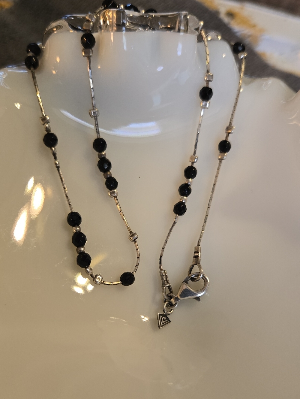 Silpada Sterling Silver Beaded Necklace with Black Onyx Accents